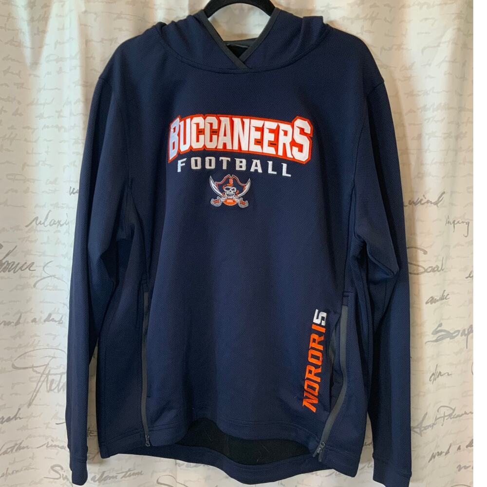 NFL Tampa Bay Buccaneers Hoodie Sweatshirt Mens Large Heavyweight X-Grain Blue